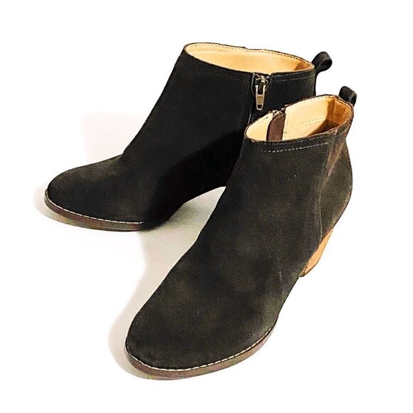 Lands’ End dark brown suede chunky heel booties, size 8 - Picture 11 of 11